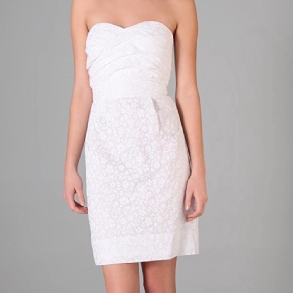 Marc by Marc Jacobs White Strapless Floral Dress 0